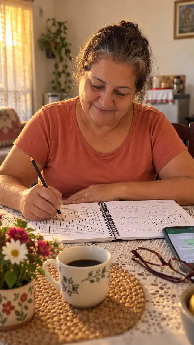 Mulher realizando atividades do material Cabeça Boa